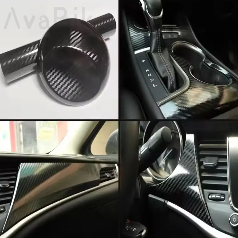 30/50CM High Gloss Texture Black Gold 2D Car Body Interior Accessorie Vinyl Decoration Films Car Carbon Fiber Vinyl Wrap Sticker