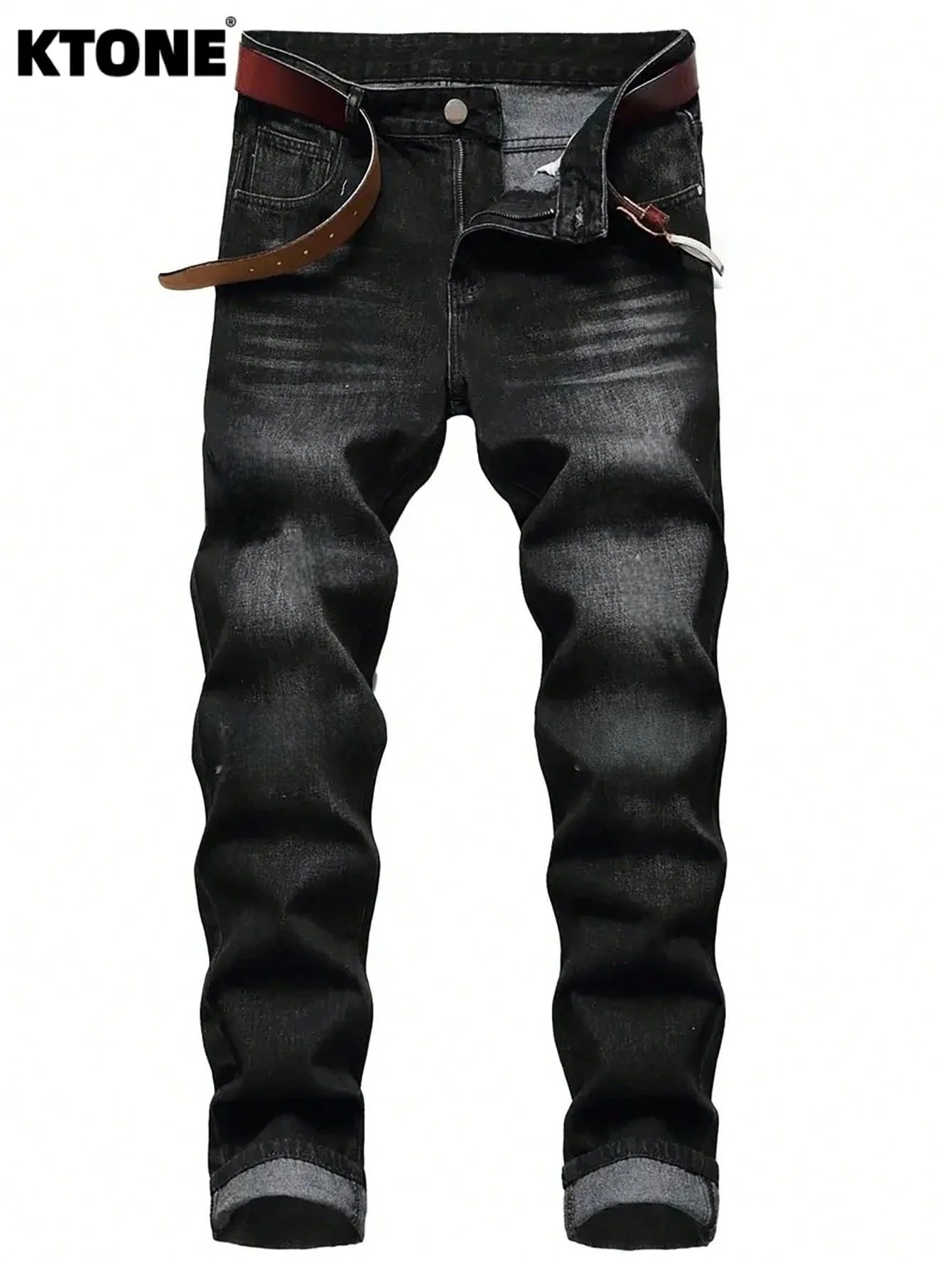 Trendy Black Slim Jeans For Man Original Y2K Drip Style Streetwear Denim No accessories or belts included