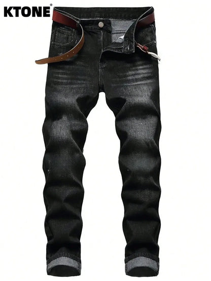 Trendy Black Slim Jeans For Man Original Y2K Drip Style Streetwear Denim No accessories or belts included