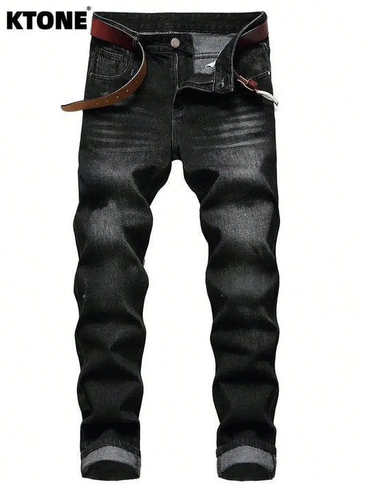 Trendy Black Slim Jeans For Man Original Y2K Drip Style Streetwear Denim No accessories or belts included