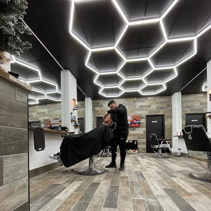 Garage Hexagon LED Light 50000H 6500K Ultra Bright for Home Gym Barbershop Car Detailing Bar Basement Workshop Ceiling Lighting