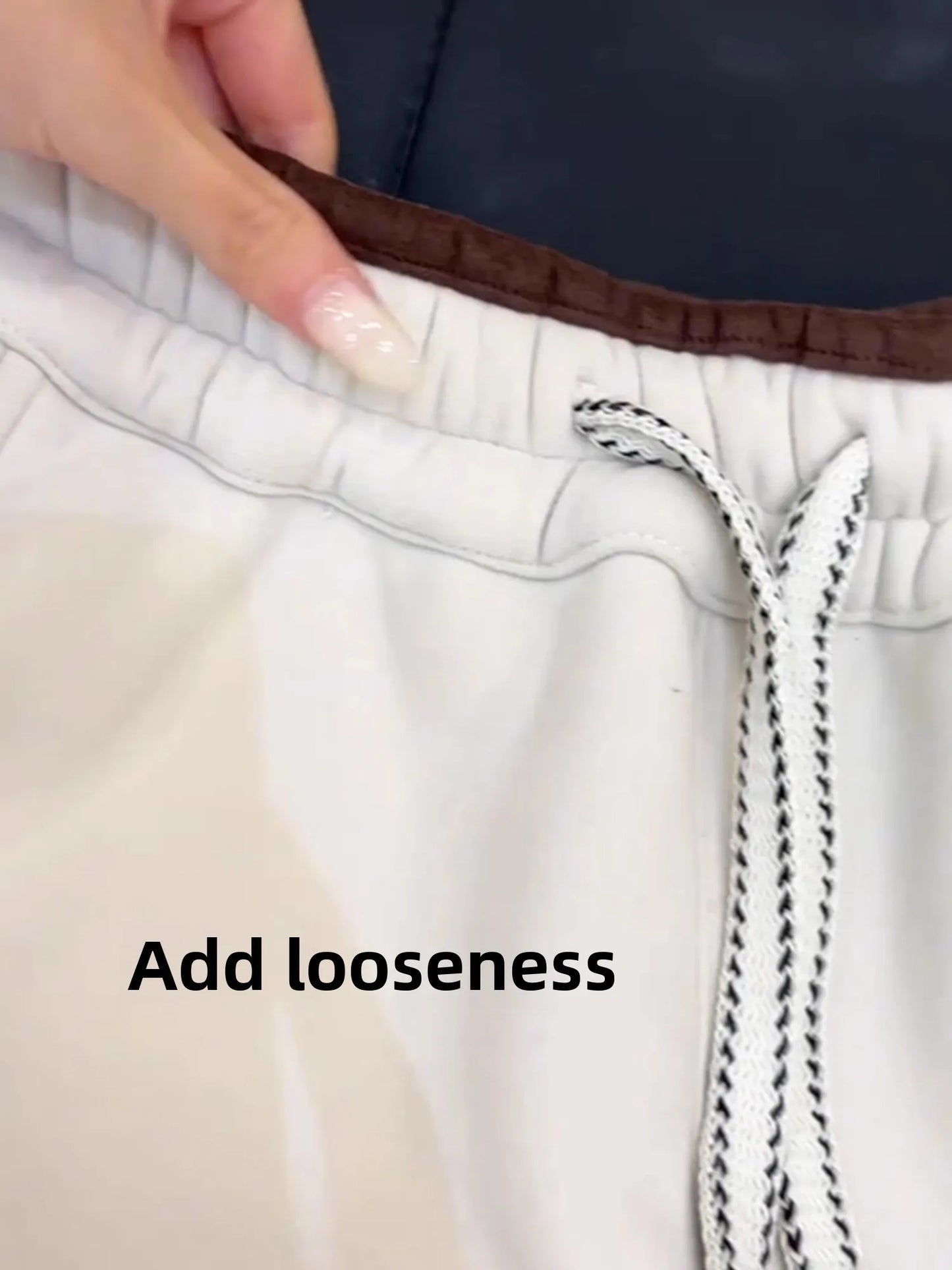 Warm Alpaca Wool Fleece Pants Women's Winter Thickened Fleece High Waist Slim Version Knife-Shape Pants Color Block Design