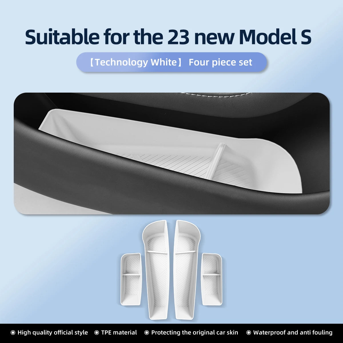 Car Door Side Storage Box  For Tesla Model X S 2023 2024 TPE Gate Slot Anti Dirty Storage Organizer Tidying Car Accessories