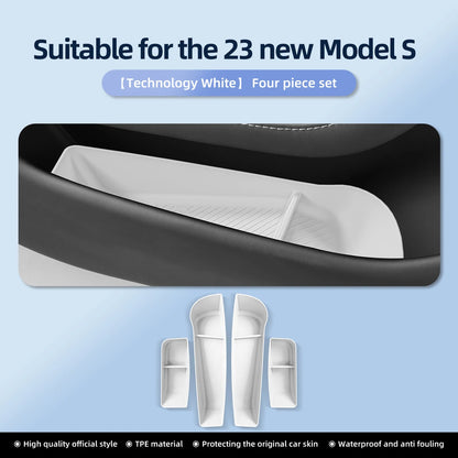 Car Door Side Storage Box  For Tesla Model X S 2023 2024 TPE Gate Slot Anti Dirty Storage Organizer Tidying Car Accessories