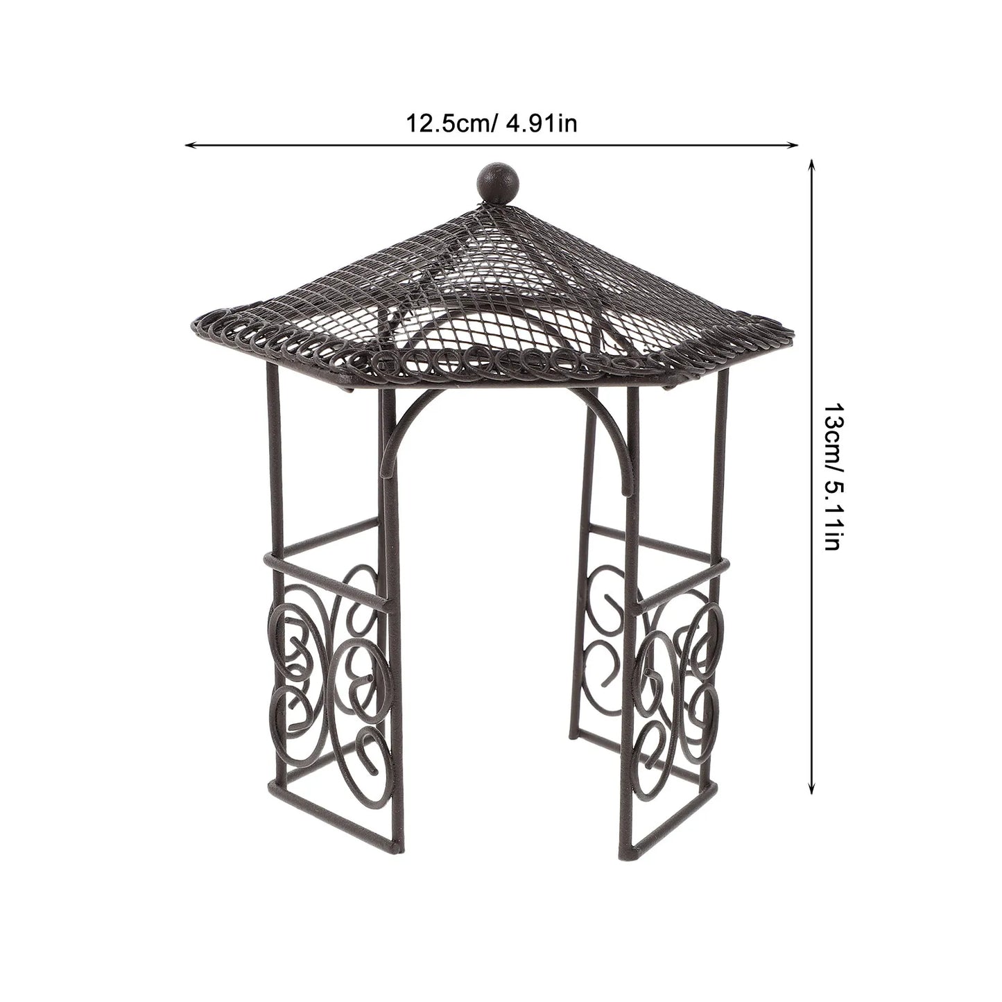 4Pcs Mini Iron Pavilion Miniature Furniture Micro Landscape Fairy Garden Decoration Dollhouse Accessories Mini Iron Pavilion Toy