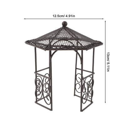 4Pcs Mini Iron Pavilion Miniature Furniture Micro Landscape Fairy Garden Decoration Dollhouse Accessories Mini Iron Pavilion Toy