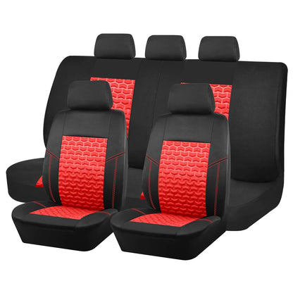 AUTO PLUS Car Seat Covers Tire Texture Press Breathable Fabric Seat Covers for Car 3 Zipper for Rear Seat Backrest