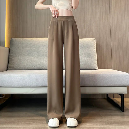 High Waist Wide Leg Pants Women's Loose Casual Straight Nine Points Super plus Size Slimming Trousers Korean Sle Spring Aut...