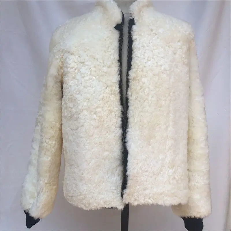 Winter Real Sheepskin Jacket Men Women Sheepskin Fur Coat Long Sleeve Coat Warm Thickened Outerwear Cashmere Clothing Zipper