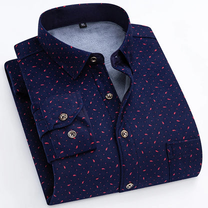 Winter Warm Shirt For Man Thickened Flannel Plaid Casual Menswear Long Sleeve Plus Fleece Big Size Regular Fit Smart Dress Shirt
