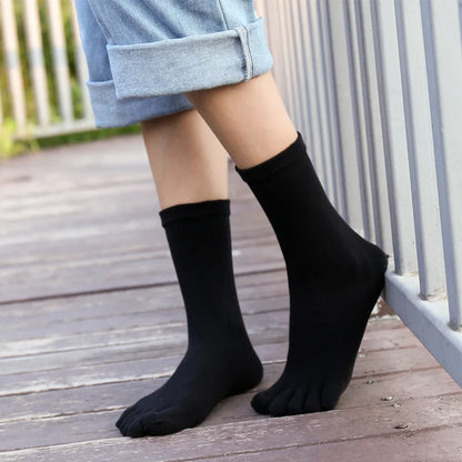 6 Pairs Unisex Toe Socks Men/Women Five Fingers Socks Breathable Soft Cotton Sports Socks Black White Grey Split Toe Socks