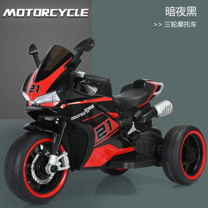 Kids 3 Wheel Electric Motorcycle Ride On Toy Car Rechargeable Dual Drive Remote Control with LED Lights Music for Baby Toddler