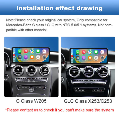 2400×900 12.3“ Ultra-thin Multimedia Touchscreen Wireless CarPlay Android Auto For Mercedes-Benz W205 X253 GLC C Class W447 BT