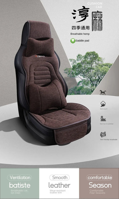 Universal Linen Car Seat Cover Four Season Auto Flax Comfortable Breathable Anti-Slip Covers Cushion SUV Car Seat Protection