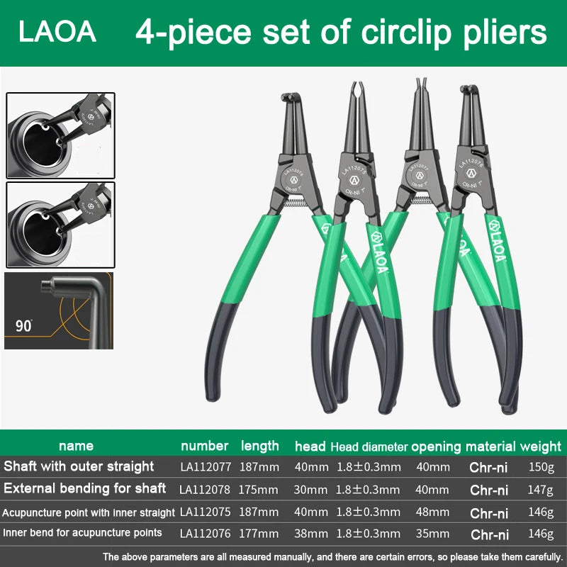 LAOA 7 inch Internal External Pliers Retaining Clips Portable Multifunctional Snap Ring Circlip Pliers For Hand Tool