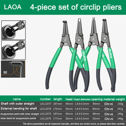 LAOA 7 inch Internal External Pliers Retaining Clips Portable Multifunctional Snap Ring Circlip Pliers For Hand Tool