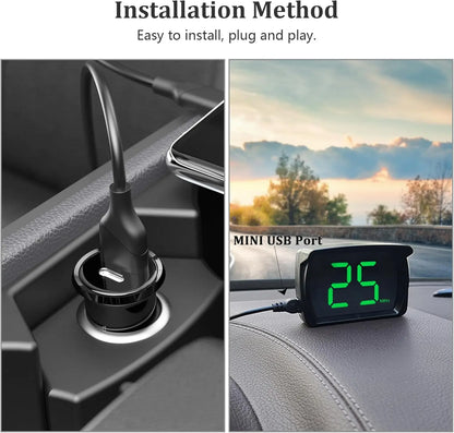 Car GPS HUD Head Up Display Universal Digital Speedometer Projector Kmh/Mph Big Font Speed Meter Displayer USB Cable Plug & Play
