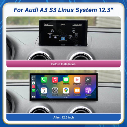 CN Road Top 12.3 Inch Touch Display For Audi A3 S3 2014-2019 Multimedia Player Andriod Auto Link GPS Carplay Screen Car Play