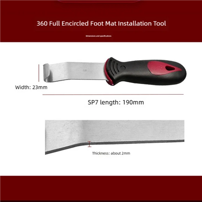 360 Aviation Soft Full Coverage Car Floor Mats with Stainless Steel Pry Bar, Hook & Buckle Tools for Car Interior Installation