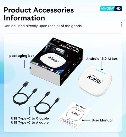 3in1 MMB MAX Smart Box CarPlay Wireless Carplay Android Auto Android15 QCM6350 8-Core GPS WiFi 4G SIM AI Box For Youtube Netflix