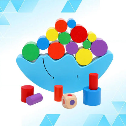 Wooden Balance Building Block Moon Boat Colorful Stacking Early Education Game Parent Child Interaction Activity for Kids