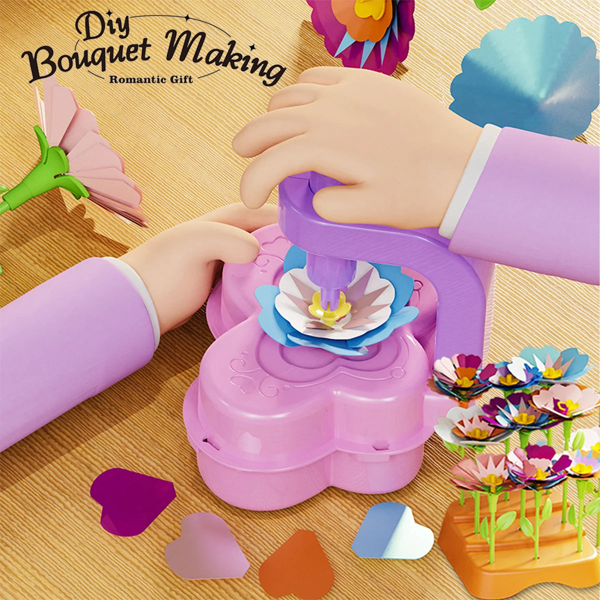 DIY Fabric Flower Bouquets Toys, Flower Bouquets Toy for Girls DIY Flower Make Making Craft Kit Educational Kids Gifts