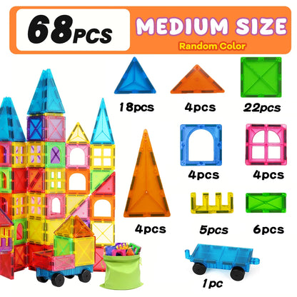 Magnetic Building Blocks Toy, Magnetic Toy Animals with Cars, Creative Geometric Construction Building Toys, Suitable for Children