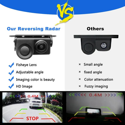 Parking Assistant System Waterproof 170°Radar Detector Sensor2in1 Sound Alarm Car Reverse Backup Rear View Camera Night Vision