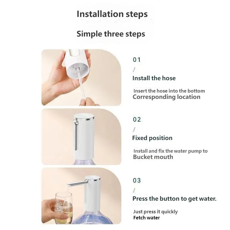 1200mAh Type-C Rechargeable Electric Water Bottle Pump LED Display Automatic Touch Button 3 Quantitative Water Dispenser