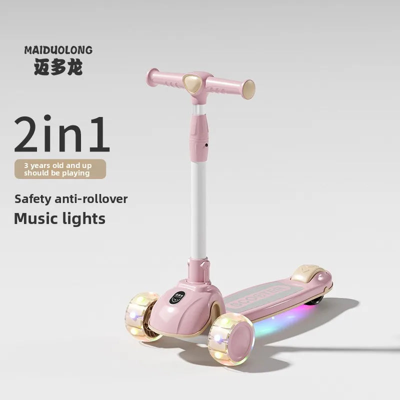 1-in-1 Kids Scooter, Foldable Ride-On Tricycle for Toddlers Ideal for developing children’s sense of balance