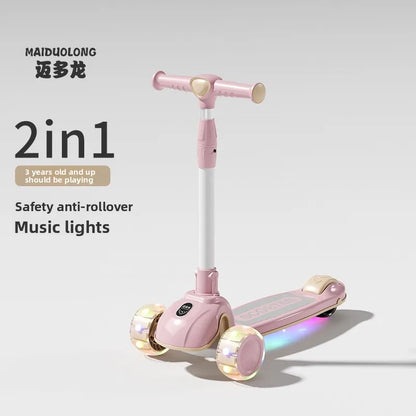 1-in-1 Kids Scooter, Foldable Ride-On Tricycle for Toddlers Ideal for developing children’s sense of balance