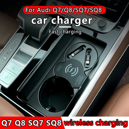 For Q7 Q8 SQ7 SQ8 15W Car Wireless Charger Wireless Charging Cigarette Lighter Fast Charging for iPhone, Huawei, Samsung, Xiaomi
