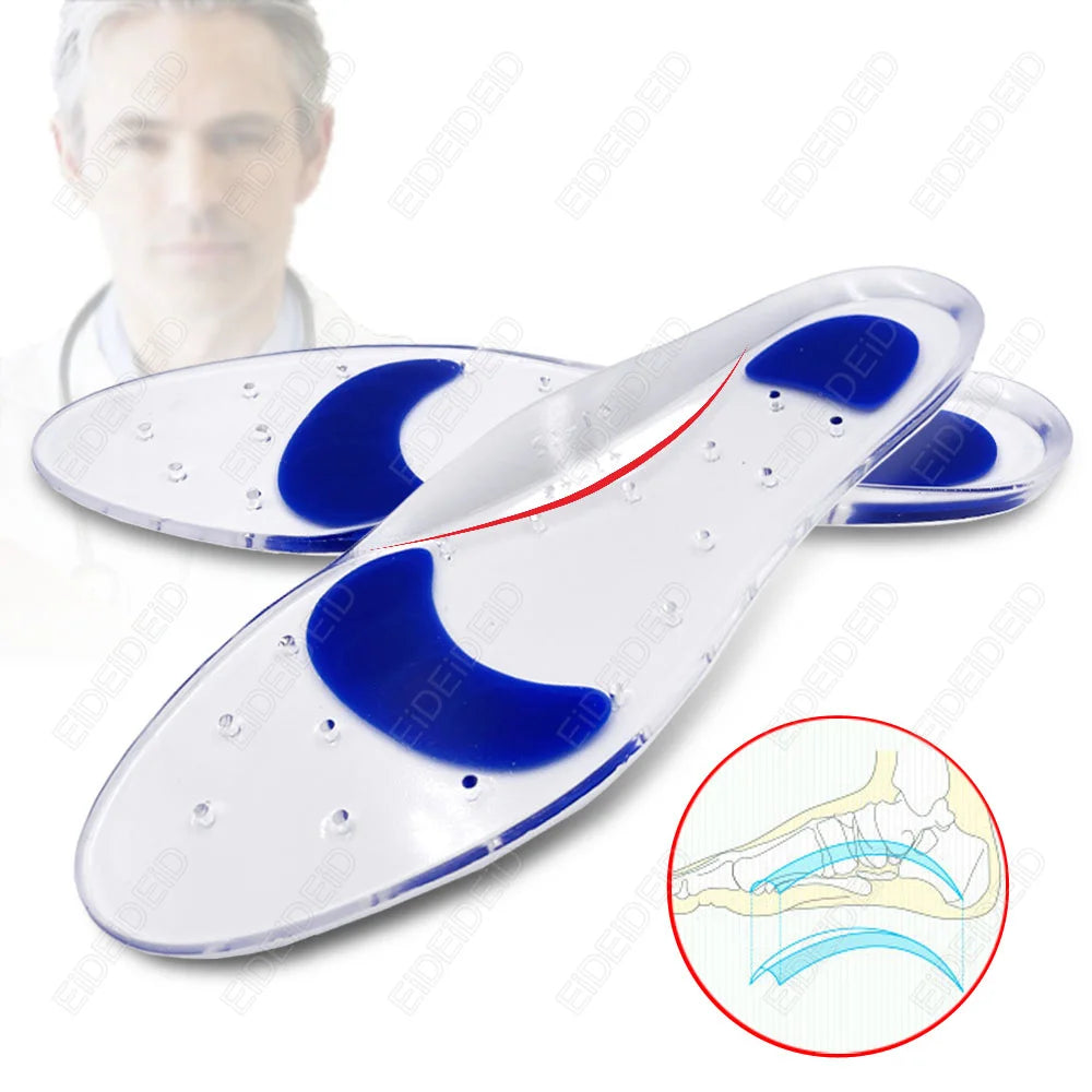 Silicone Gel Medical Insoles for Shoes Men Women Flat Foot Arch Support Orthopedic Insoles for Plantar Fasciitis Relief Shoe Pad