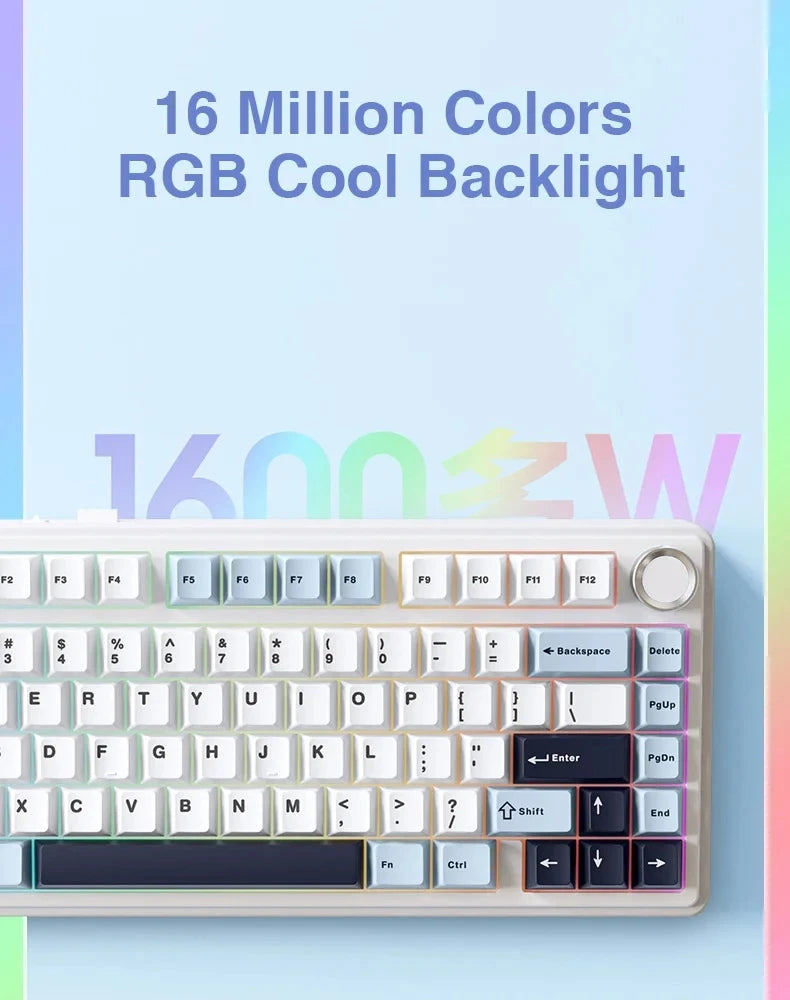 AULA Mechanical Keyboard F75 Three Modes Gaming Mechanical Keyboard Multi-function Knob Can Switch Between Game/Office Modes