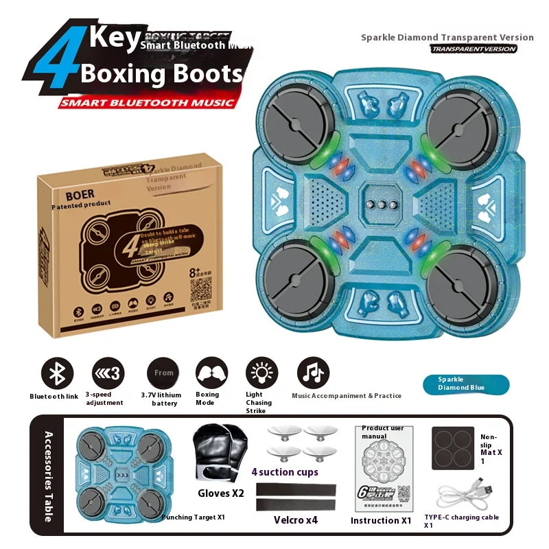 Smart Music Bluetooth Boxing Machine with Scoring System 4/6 Keys Electric for Fitness Training Stress Relief Toy Kids Adults