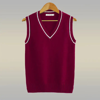 Mens &Womens V-Neck Cable Knit Sweater Vest Cotton Unisex Sleeveless Cricket Jumper for Spring Autumn Winter Golf Office Party