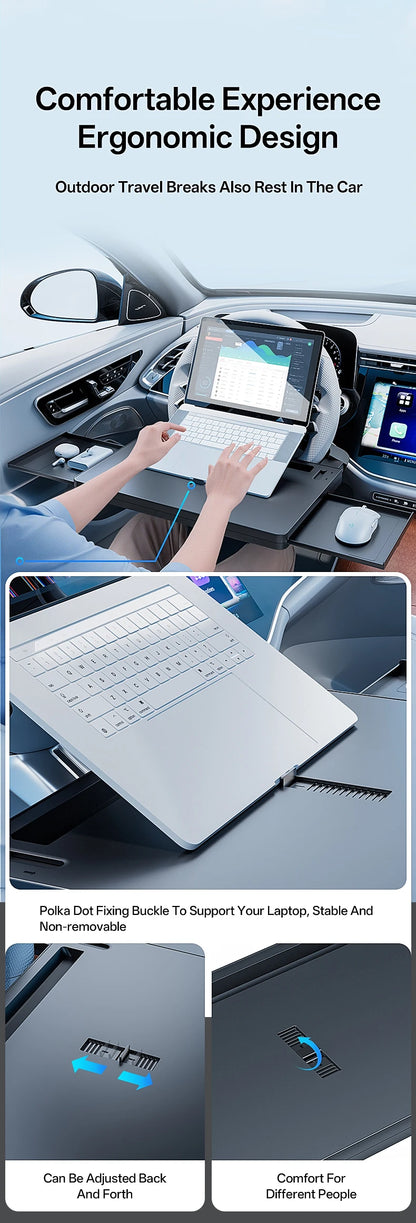 Multifunctional Car Steering Wheel Desk Portable Laptop Desk Foldable Car Storage Stand Work and Dining Table Travel Office