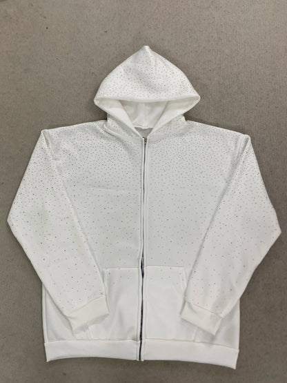 Gothic INS Trend Rhinestone Studded Hoodie 2026 Autumn Winter Solid Color Loose Outerwear Unisex Daily Commute Casual Top
