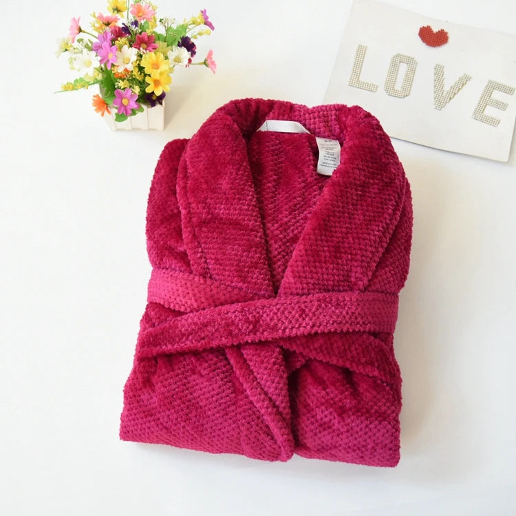 Extended Length Coral Fleece Robe for Men And Women Couple Bathrobe Pyjamas Home Clothes Sleepwear Winter Season Home Fashion