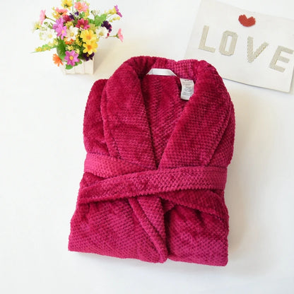 Extended Length Coral Fleece Robe for Men And Women Couple Bathrobe Pyjamas Home Clothes Sleepwear Winter Season Home Fashion