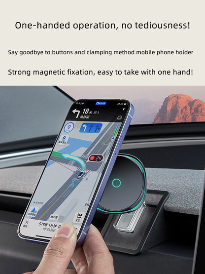 Car Phone Holder Mount for Tesla Model Y Junipe Model3 Highland Cold air low Temperature Charg Magnetic Car Phone Support Frame