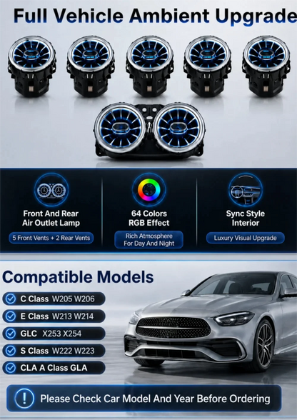 Car Ambient Light For Mercedes Benz C Class W205 W206 W253 Air Vent LED RGB Car Interior Atmosphere Light Interior Upgrade Kit