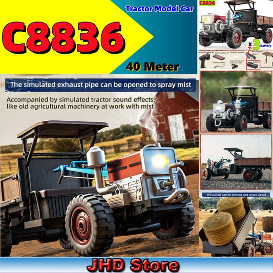 JHD For JJRC New Handheld Tractor C8836 Fully Proportional 4WD Simulation Tractor C8836 RC Toy Car With More Battery