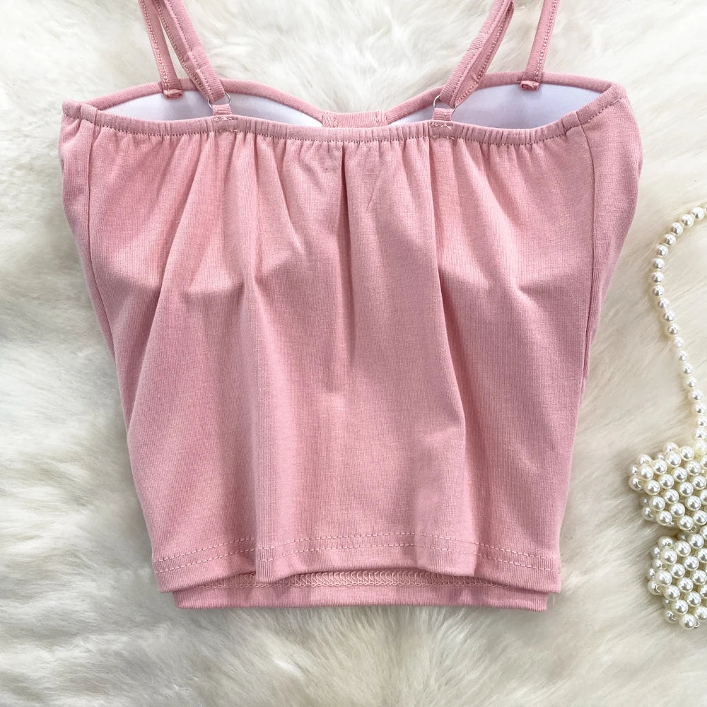Sexy Fashion Design Camisole Tank Top Women Slim Fit Outerwear Spicy Base Shirt Sexy Backless Vest Short Straight Cut Bodycon