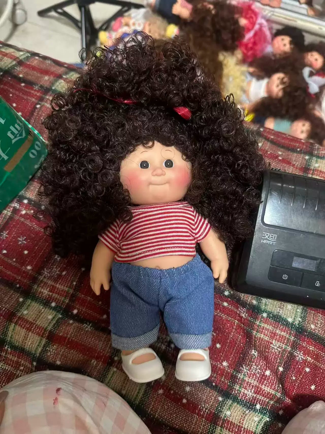 Afu Cute Chubby Face Full Vinyl Cabbage Patch Doll Curly Hair Handmade Collectible Toy For Adult Collection Home Decor