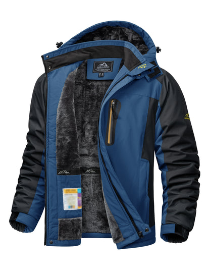 TACVASEN Winter Heavyweight Fleece Lined Parka Waterproof Men Ski Snowboard Jackets Windproof Removable Hoodie Coats Windbreaker