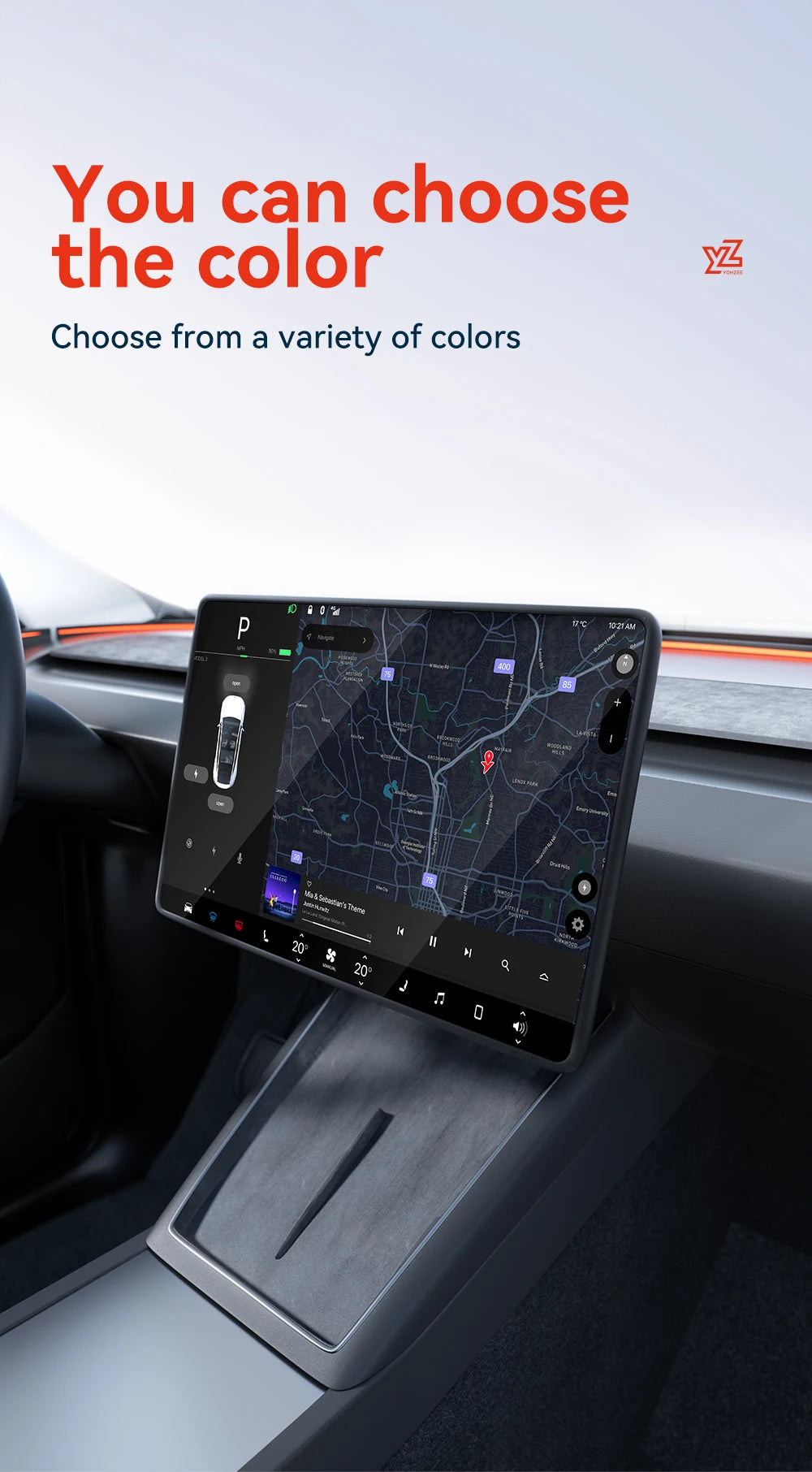 YZ For Tesla Model 3/Y/YL Juniper Highland 2026 TPU Protective Trim Internal rearview mirror Cover Central Control Navigation