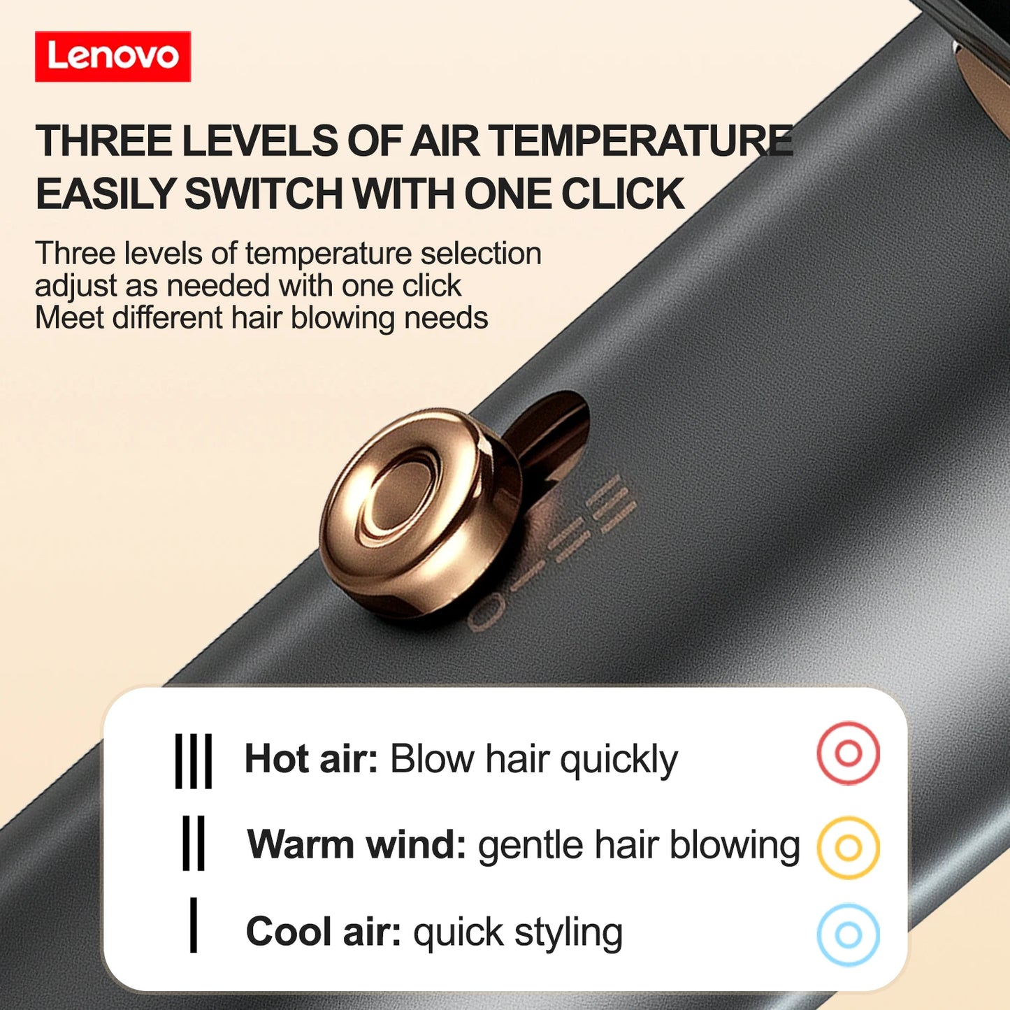 Lenovo C3 high-speed hair dryer, constant temperature, overheat protection, negative ion hair care, professional dry hair, 220V