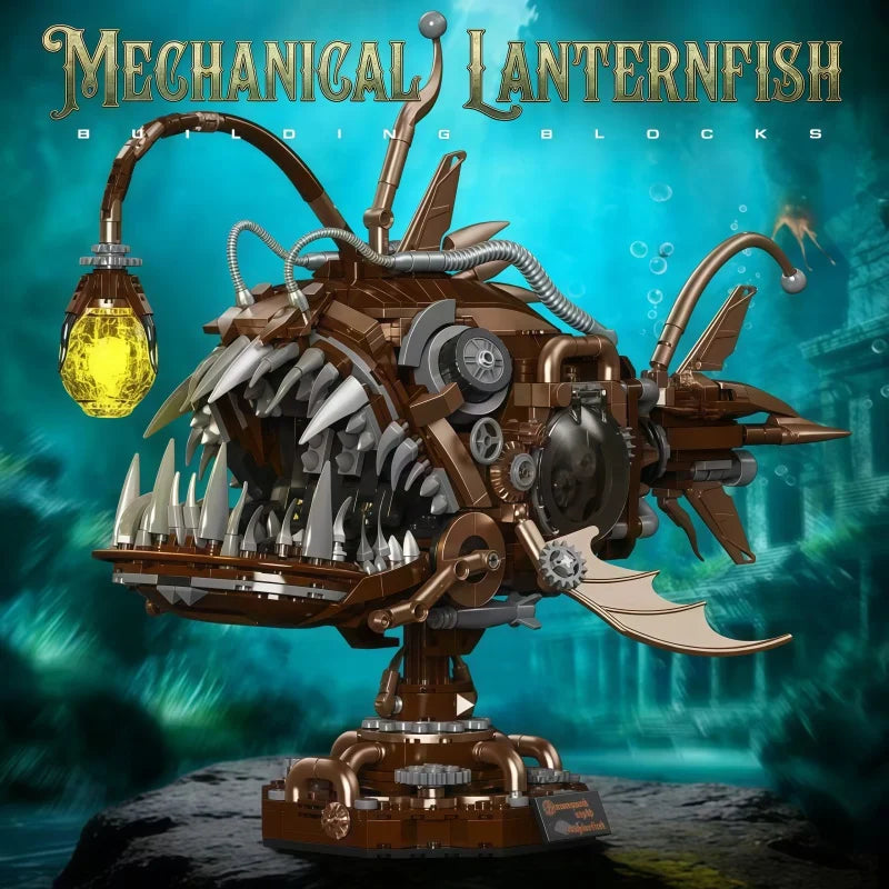 1236-piece mechanical lanternfish ocean animal building blocks, technical lanternfish MOC building block assembly model set, dec