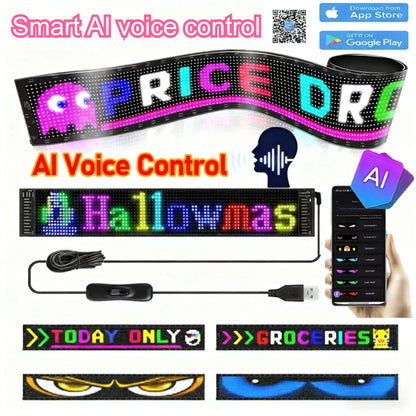 AI voice control Demon Eyes Car LED Display Flexible Programmable LED Display Soft Sign Board Pixel Custom Led Panel Christmas
